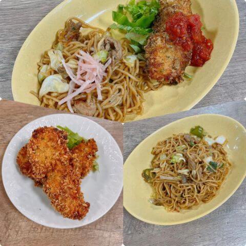 のり塩ササミフライと上海焼きそば