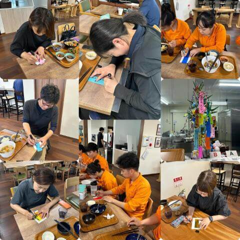 7月5日の願い事を書く様子