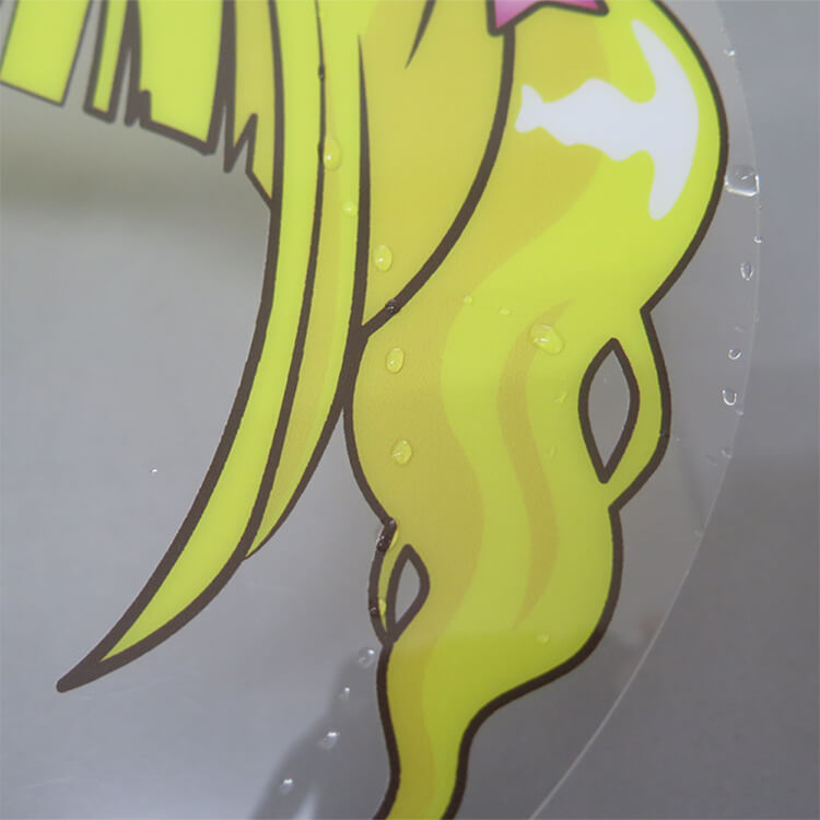 フェイスうちわ(取っ手付きタイプ)-水に濡れた部分を拡大-写真