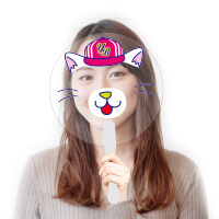 フェイスうちわ(取っ手付きタイプ)-スポーツ・応援柄-サムネイル写真