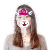 フェイスうちわ(取っ手付きタイプ)-スポーツ・応援柄-写真