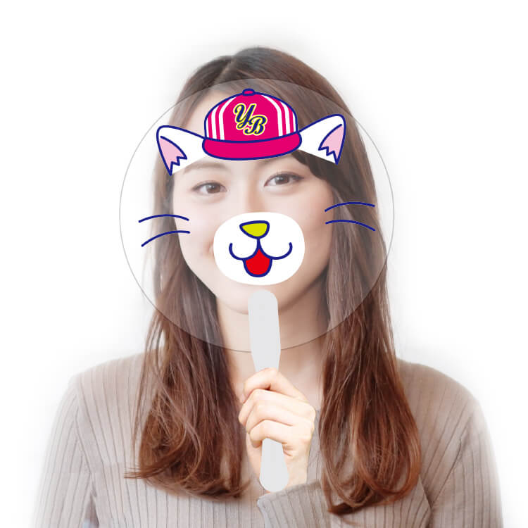 フェイスうちわ(取っ手付きタイプ)-スポーツ・応援柄-写真