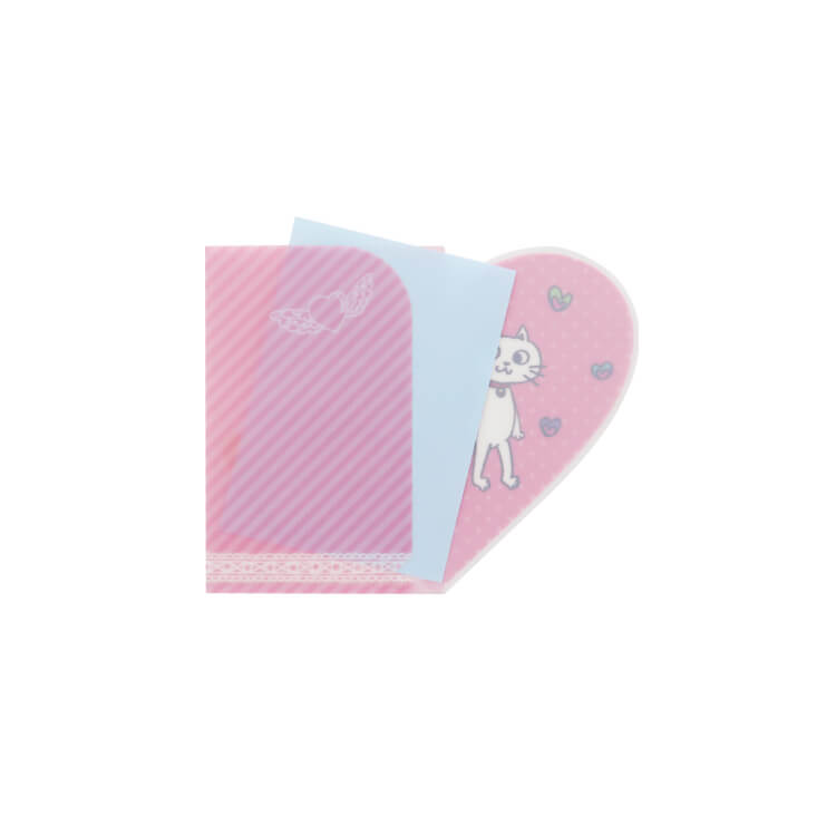 ハートファイル(A6)-ファイルに紙をはさんだ様子-写真