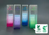 100％PLA(ポリ乳酸)クリアパッケージ4色展開-バイオマスマーク(100％)・生分解性バイオマスプラマーク-写真
