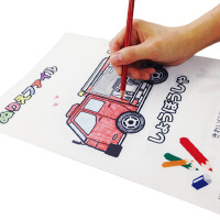 書けるファイル・ぬりえファイル(A4)-消防車ぬりえデザイン色塗り-サムネイル写真