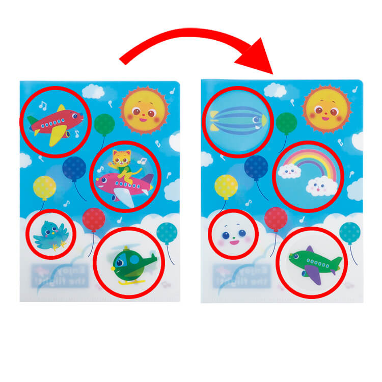 シールを剝がす前と後で2度楽しめるデザインにすることもできます。