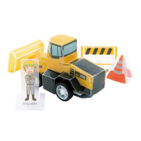 バケット部分を上下に動かせます。バリケードと三角コーン付きです。