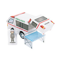 後ろを開け、付属のストレッチャーを出し入れできます。