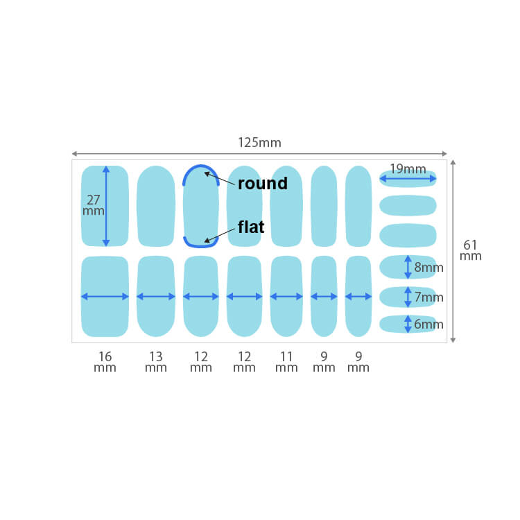 ネイルシール(20枚タイプ)-サイズ表