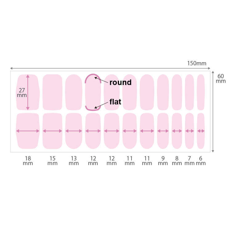 ネイルシール(22枚タイプ)-サイズ表