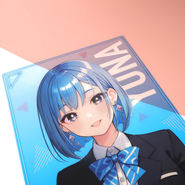 クリアポスター(A3)-下にピンクの紙を置いて透明性を表現-写真