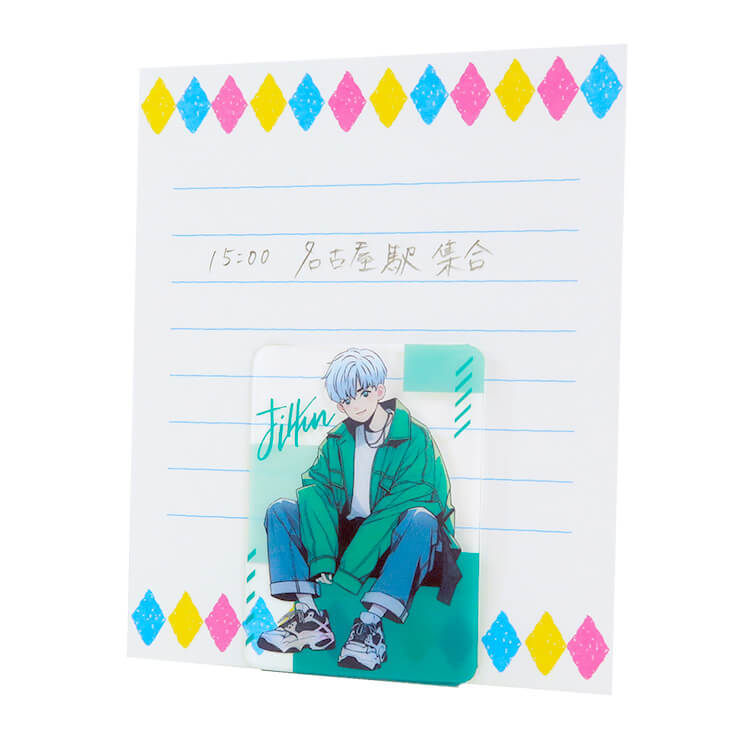 組み立てるとメモスタンドとして使用できます。-写真