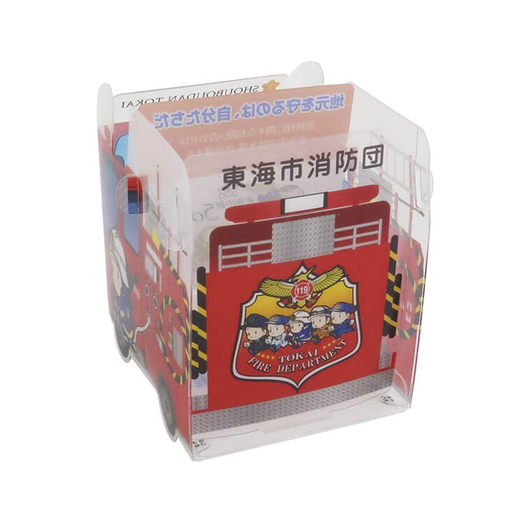 東海市消防本部様_組み立てスマホ・ペンスタンド(乗り物タイプ)「消防へいしゅうくん」-後面-写真