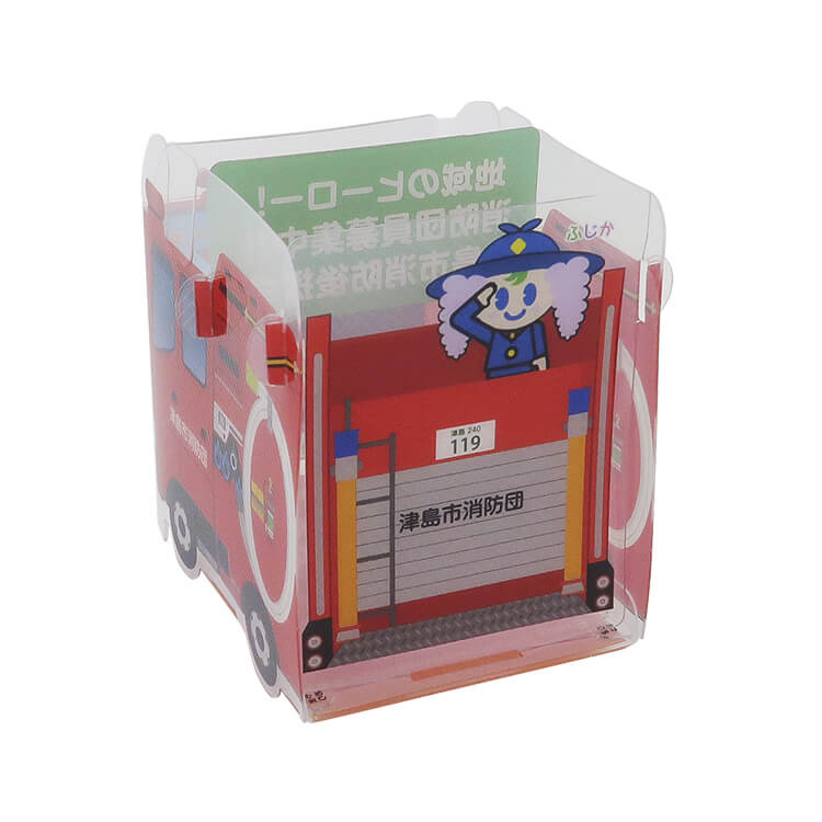 津島市消防本部様_組み立てスマホ・ペンスタンド(乗り物タイプ)「マッキー・つし丸・ふじか」-裏面-写真