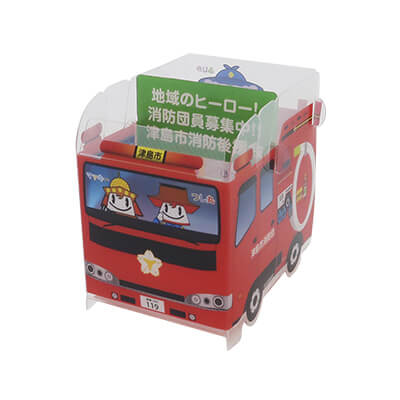 津島市消防本部様_組み立てスマホ・ペンスタンド(乗り物タイプ)「マッキー・つし丸・ふじか」