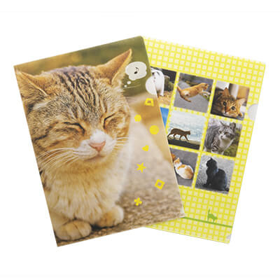 あま市観光協会様_フェルト調クリアファイル2柄「猫」