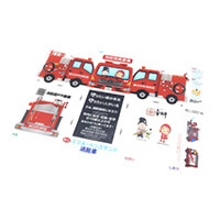 春日井市消防本部様_組み立てスマホ・ペンスタンド(乗り物タイプ)「消防車 書のまち春日井」-シート-写真