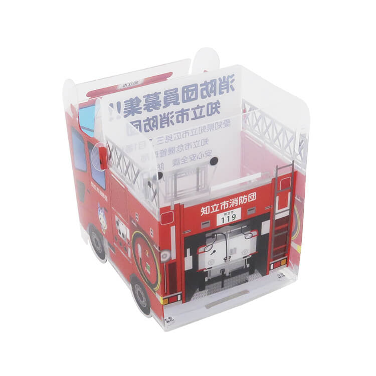 知立市消防団様_組み立てスマホ・ペンスタンド(乗り物タイプ)「ちりゅっぴ」-うしろ-写真