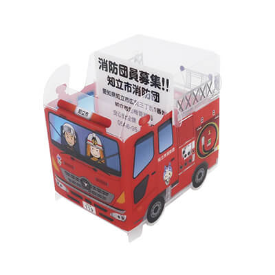 知立市消防団様_組み立てスマホ・ペンスタンド(乗り物タイプ)「ちりゅっぴ」