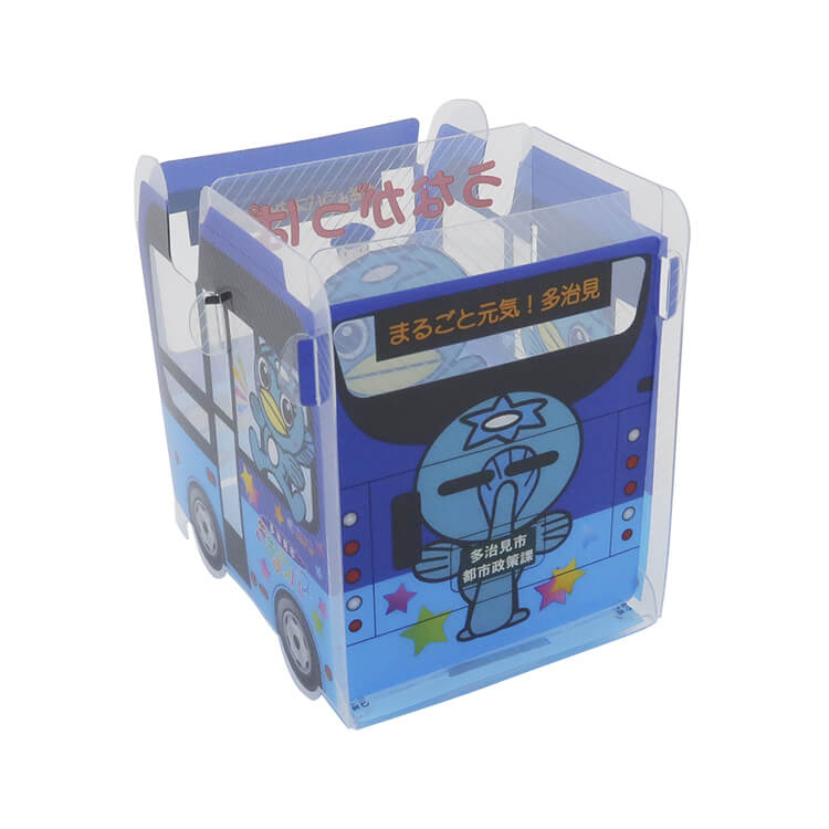 多治見市役所 都市計画部様_組み立てスマホ・ペンスタンド(乗り物タイプ)「ききょうバス 青」-裏面-写真