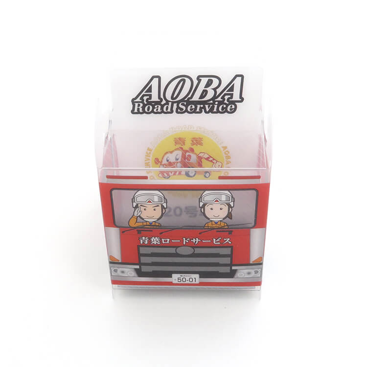 青葉ロードサービス様_組み立てスマホ・ペンスタンド(乗り物タイプ)2柄「20号車・21号車」-20号車正面-写真