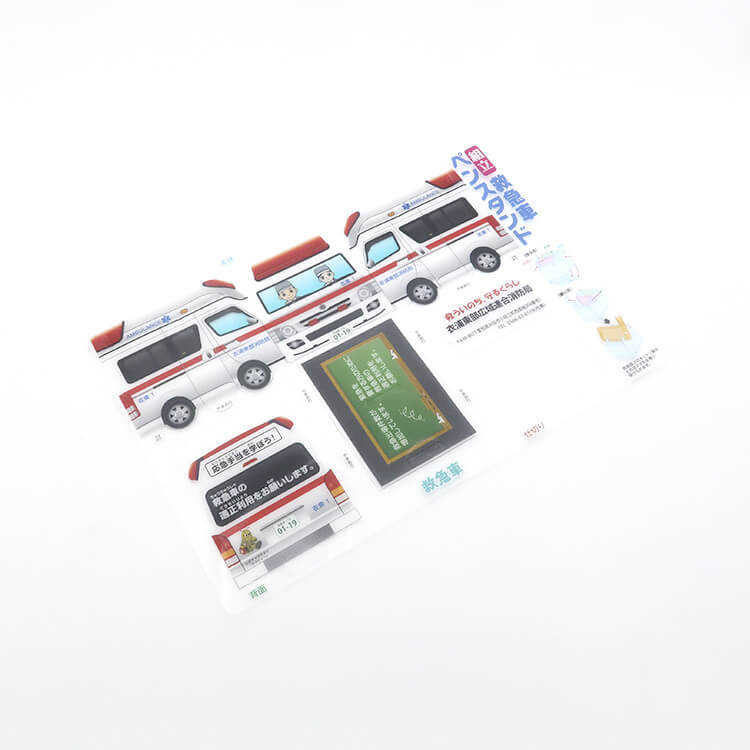 衣浦東部広域連合消防局様_組み立てスマホ・ペンスタンド(乗り物タイプ)「救ういのち、守るくらし」-写真