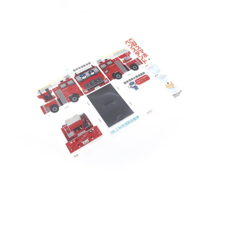 取手市消防本部様_組み立てスマホ・ペンスタンド(乗り物タイプ)「取手市防火安全協会」-写真