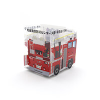 粕屋南部消防本部様_組み立てスマホ・ペンスタンド(乗り物タイプ)「かすにゃん」-写真