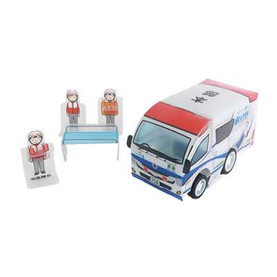 【写真】名古屋市消防局様のPPクラフト プルバックカー(救急車)「Blue EIGHT(ブルーエイト)」デザインです。