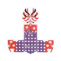 豊田市文化振興財団様_組み立て歌舞伎隈取ペンスタンド-開き-サムネイル写真