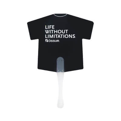 【写真】Össur Japan様のユニフォームうちわ(取っ手付きタイプ)「Össur」デザインです。