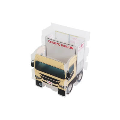 【写真】中京陸運株式会社様の組み立てペンスタンド(乗り物タイプ)「CHUKYO RIKUUN」デザインです。