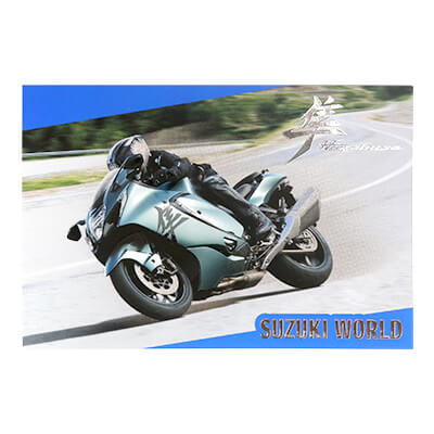 【写真】株式会社スズキ二輪様の箔押し厚盛ニスポストカード「隼」デザインです。