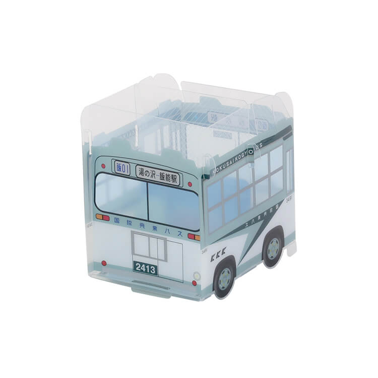 国際興業株式会社様_組み立てスマホ・ペンスタンド(乗り物タイプ)「国際興業バス」-後面-写真
