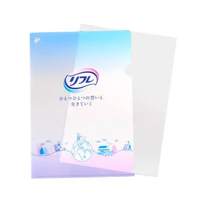 株式会社リブドゥコーポレーション様_PLA(ポリ乳酸)クリアファイル「リフレ」-写真