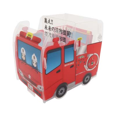 I市消防団様_組み立てスマホペンスタンド(乗り物タイプ)
