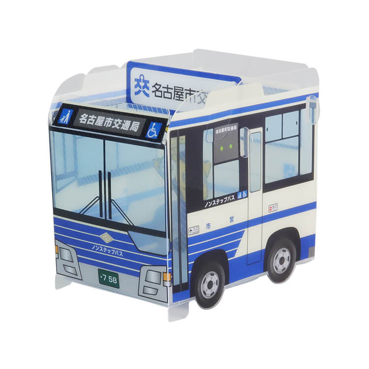名古屋市交通局様_組み立てスマホ・ペンスタンド(乗り物タイプ)「地下鉄・市バス」2柄―市バス-メイン-写真