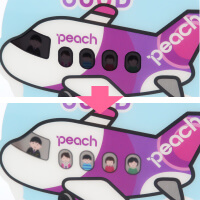 Peach Aviation株式会社様_立つうちわ(オリジナル・示温印刷)「HAVE A GOOD JOURNEY!」-温度で色が変わったところ-写真