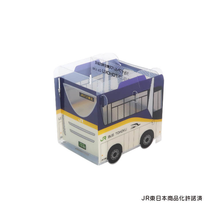 ジェイアールバス東北株式会社様_組み立てスマホ・ペンスタンド(乗り物タイプ)5柄「JRバス東北」―つばさ柄-うしろ-写真