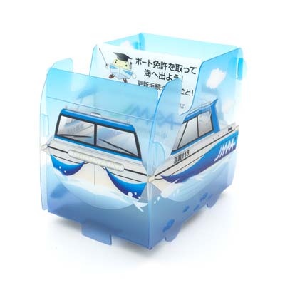 一般財団法人日本海洋レジャー安全・振興協会様_組み立てスマホペンスタンド(乗り物タイプ)