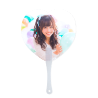 ハートうちわ(取っ手付きタイプ)-写真