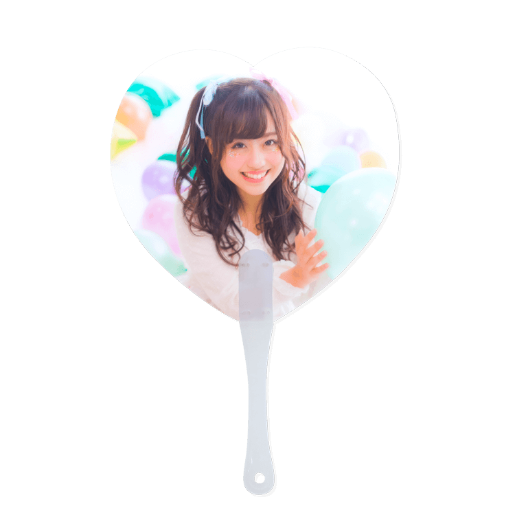 ハートうちわ(取っ手付きタイプ)‐写真