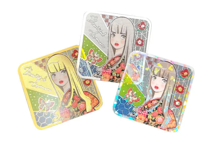 PP製のコースター-厚盛箔押し-写真