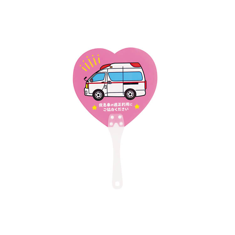 ハートうちわ(取っ手付きミニタイプ)-写真