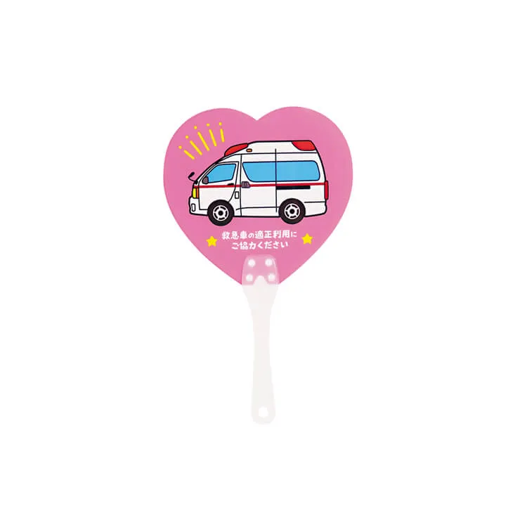 ハートうちわ(取っ手付きミニタイプ)-写真