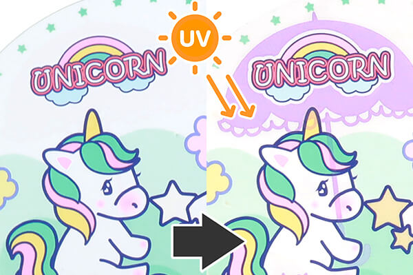 紫外線で色が変化 フォトクロミック印刷-イメージ画像